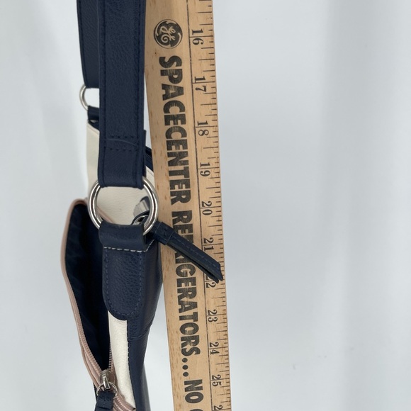 Van Heusen Colorblock Crossbody Bag Navy Blush Cream Multi Zip EUC - Picture 8 of 9